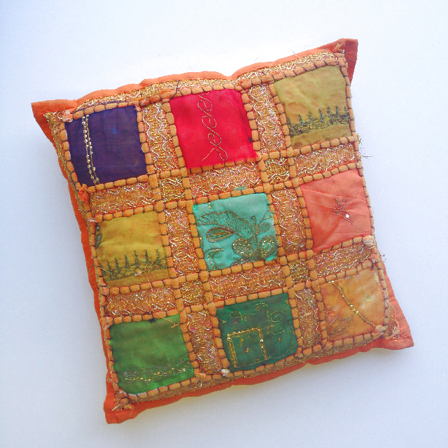 CUSHION, Indian Patchwork - Orange